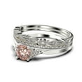 thumbnail image 4 of Dazzling Minimalist 2.25 Carat Round Cut, Affordable Morganite And Diamond Moissanite Engagement Ring, Wedding Gift, Two Matching Band In 18K White Gold Plating, Gift For Her, Promise Ring, 4 of 4
