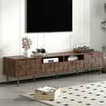 thumbnail image 3 of Euroco 78.7" Mid-Century Modern TV Stand for TVs up to 85", Media Console with Storage Cabinets & Open Shelves, Cable Management, Entertainment Center for Living Room, Walnut, 3 of 9