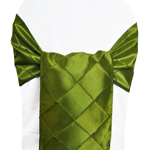Wedding Linens Inc. (5pcs) 9.5"x108" Pintuck Chair Sashes Bows Ties Linens for Wedding Party Ceremony Event Home Dining Reception - Moss Green