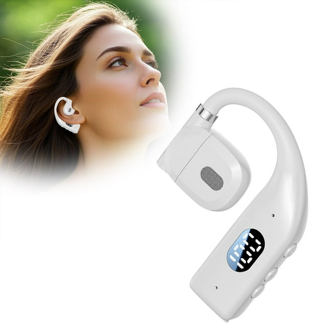 BotaniNest Open Back Business Headset Wireless Earhook With Microphone For Calls Noise Cancelling Hands Headset LED Display Type C Fast Charging