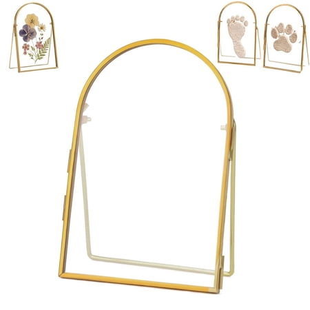 Baby & Pet Keepsake Frame, DIY Baby Handprint Footprint & Pet Paw Print Holder, Double Sided Glass Frame, Nursery Picture Frames, DIY Craft Gift for Family (Only Frame, 6x8 Inch L)