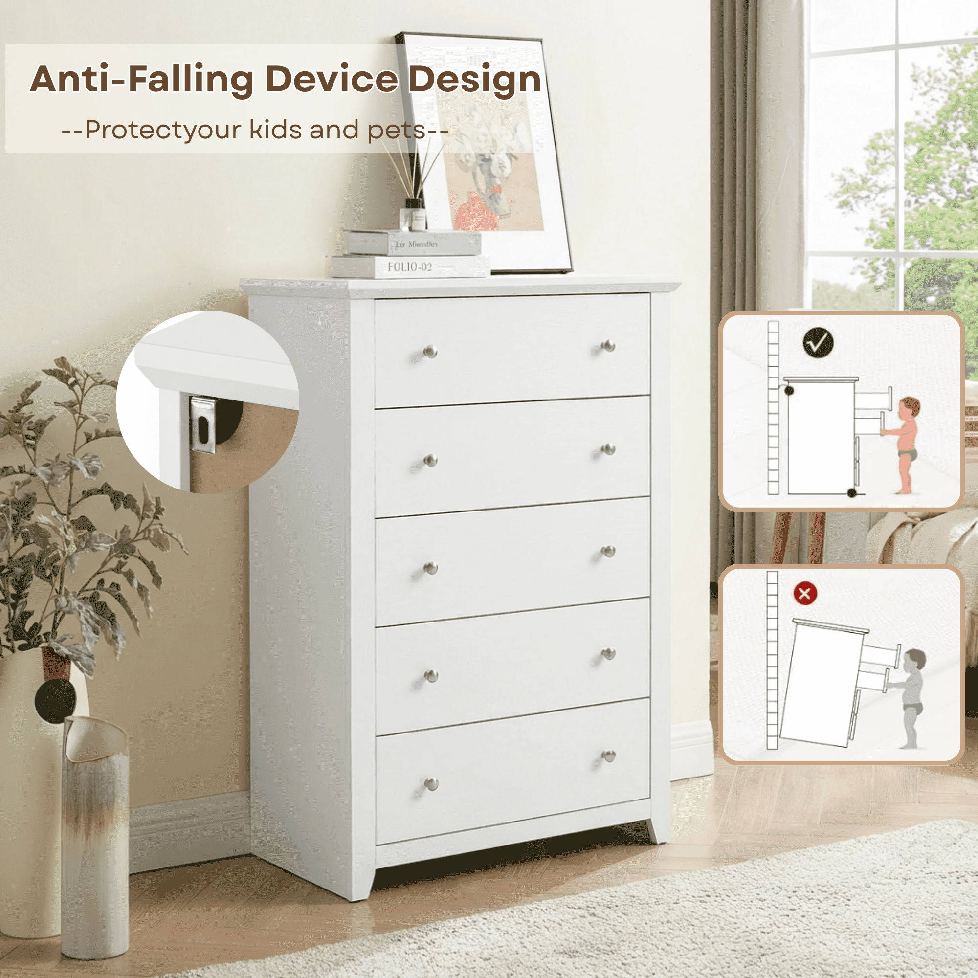 white dresser inexpensive Taylor 5-Drawer Faux Wood White 7 Drawers Dresser with Large Storage Space for Your Bedroom Add a novelty TrumanPick White Dresser for Bedroom