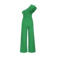 thumbnail image 3 of WREESH Womens Business Casual Jumpsuit Fashion Selvedge Single Shoulder Zipper Sleeve Solid Long Jumpsuit Green, 3 of 6
