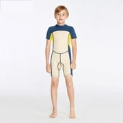 Boys Wetsuit, 2MM, One-Piece Thermal Wetsuit, Sun Protection, for Children Diving, Swimming, Surfing,Blue,XL