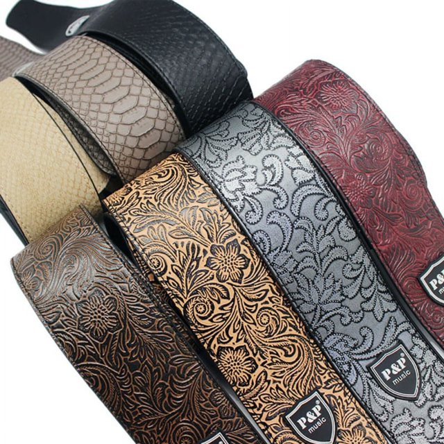 Commodity Castle Leather Guitar Strap - Fits Acoustic, Electric, and Guitars, Adjustable to Any Player
