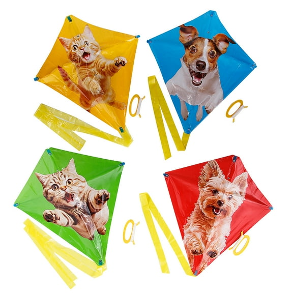 Fun Express 21" x 22" Bright Color Funny Animal Kites with Tail - 12 Pieces