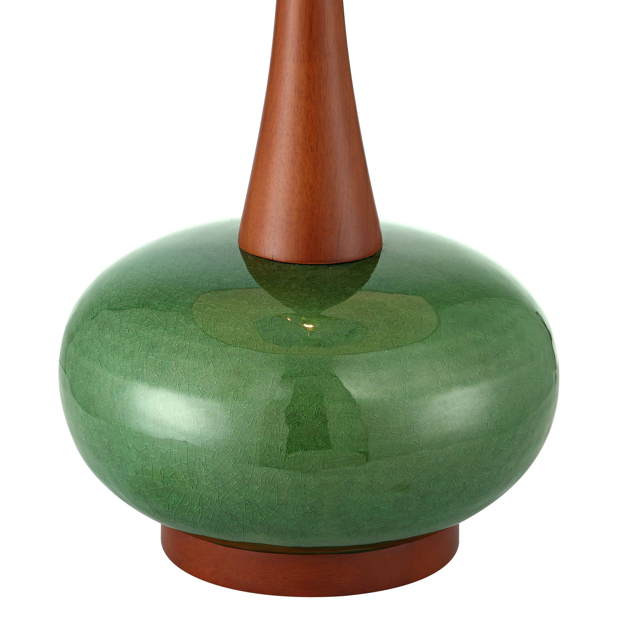 360 Lighting Andi 25" High Mid Century Modern 3-Way Table Lamp Green Ceramic Wood Single White Shade Living Room Bedroom Colors May Vary