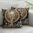 thumbnail image 3 of Nawypu  Boho Art Throw Pillow Cushion Cover, Occult Sun Waves Night and Day Mushrooms Moon Skull Secrets of World, Decorative Square Accent Pillow Case, Blue Violet Pale Brown, 3 of 5