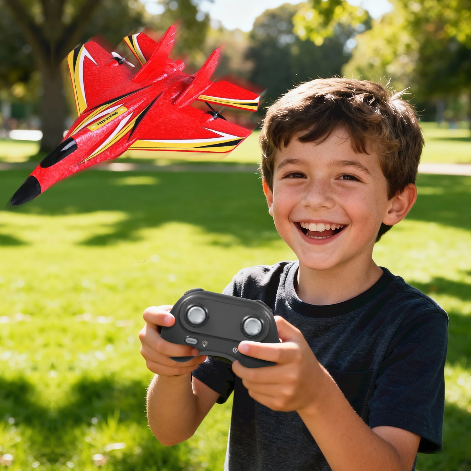 Remote Control Airplane, Gravity Glider Foam Rc Fighter With 2 Spare Propellers, 1 Battery 1 Charger For Kids S Outdoor Play