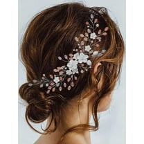 Flower Bride Wedding Hair Vine Pink Rhinestone Bridal Hair Accessories Crystal Headpiece Women and Girls