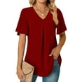 thumbnail image 3 of Fantaslook Womens Tops Dressy Blouses V Neck Short Sleeve Tunic Tops Casual Work Shirts, 3 of 8