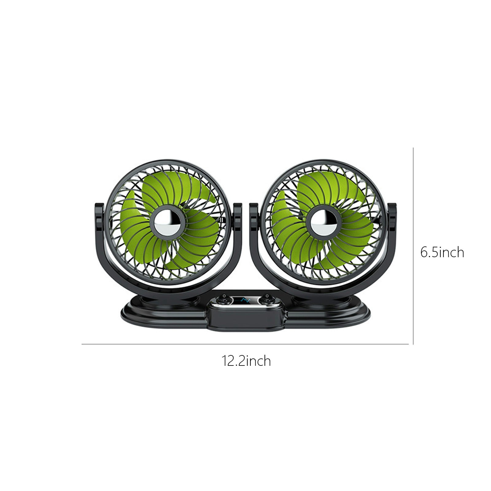 Car Fan, ZzCityTK Dual Head Folding Car Fan, Powerful 2-Speed USB Dashboard Fan for Trucks with 360° Rotation, Green