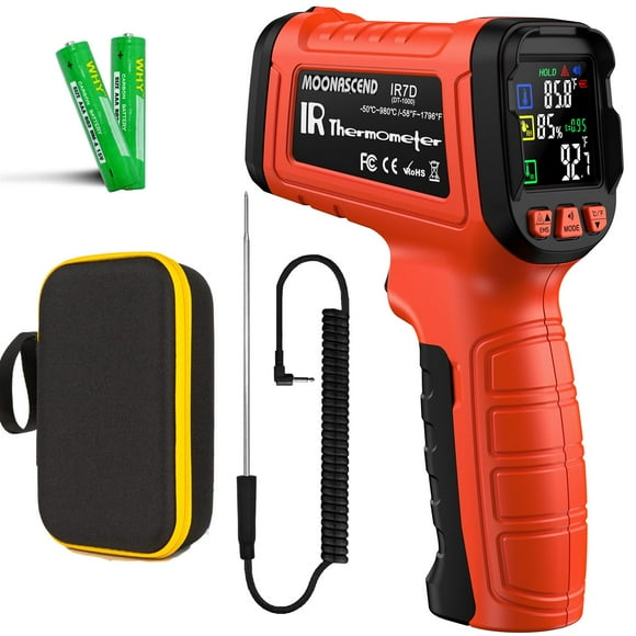 Pistola termómetro infrarrojo MOONASCEND de -50 °C a 980 °C con sonda