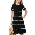 thumbnail image 2 of LLYwey High Low Dresses for Girls, Vintage Dress for Girls Summer Polka Dots Short Sleeve Collared Casual Sundress with Belted Pleated A-Line Evening Wedding Party Sundress, By-43, Black, 11T, 2 of 7