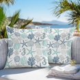 thumbnail image 3 of Teal Blue Coastal Throw Pillow Covers 16x16 Inch Set of 2, Summer Beach Coral Shell Ocean Waterproof Outdoor Pillow Covers, Decorative Cushion Pillowcases for Couch, Sofa, Bed, Garden, Patio, 3 of 9