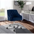 thumbnail image 3 of Meridian Furniture Arden Swivel Adjustable Navy Velvet and Chrome Office Chair, 3 of 6