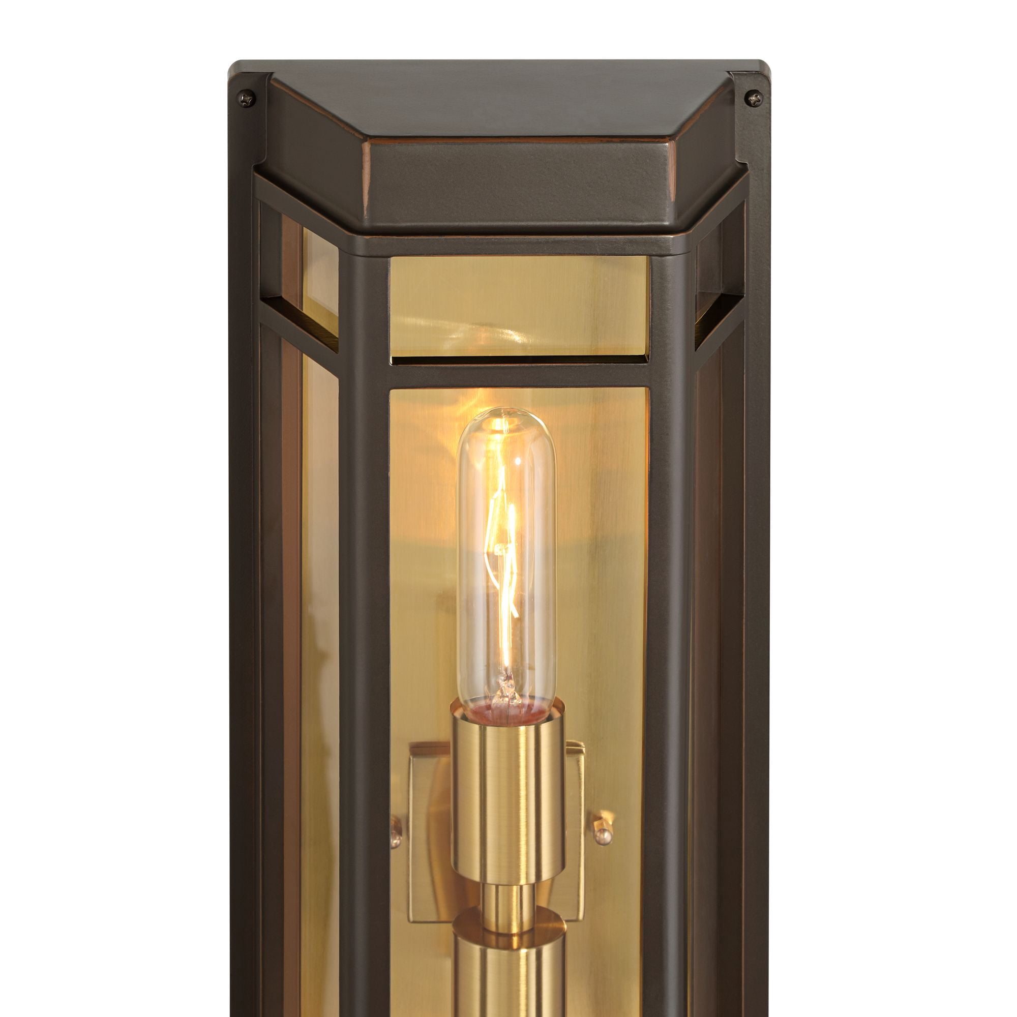 John Timberland Catie 21" High Modern 2-Light Outdoor Wall Light Fixture Mount Porch House Sand Bronze and Brass Finish Aluminum