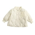 thumbnail image 2 of Spazoro Girls Quilted Bomber Jacket, Regular Fit Long Sleeve Ribbed Collar with Multi‑Pockets Solid Color Windproof Outerwear for Kids White Size 7-8, 2 of 6