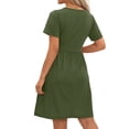 thumbnail image 5 of MOSHU Summer Dresses for Women Crewneck Short Sleeve Midi Dress Casual Button A-Line Sundress with Pockets, 5 of 10