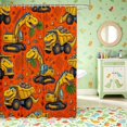 thumbnail image 2 of Manfei Wild Dino Truck Shower Curtain 72Wx72L,Retro Animals Bathroom Curtain,Orange Brown, 2 of 5