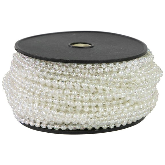 4MM X 100FT Small Shiny Clear Iridescent Beaded Christmas Garland