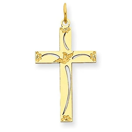14k Yellow Gold Laser Designed Latin Cross Pendant