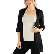 24seven Comfort Apparel Open Front Elbow Length Sleeve Womens Cardigan, R011309, Made in USA