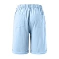 thumbnail image 3 of Linen Shorts for Men 7 Inch Inseam Casual Summer Vacation Beach Shorts with Pockets Elastic Waist Baggy Golf Short Light Blue 3XL, 3 of 4