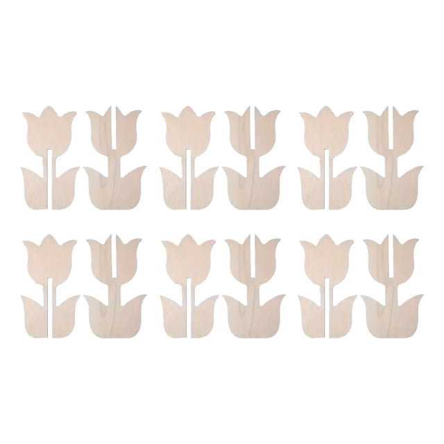 Luzkey Wood Tulips to Paint Home Decoration Easy to Install Wood Chips Crafts Portable Wooden Tulips Craft Kits Centerpieces for Desk 6 Pieces