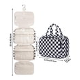 thumbnail image 6 of Hanging Travel Toiletry Bag with Hook, Makeup Bags for Women Cosmetic Organizer Toiletries for Brush Shampoo Travel Essentials, Black Checkerboard, 6 of 8