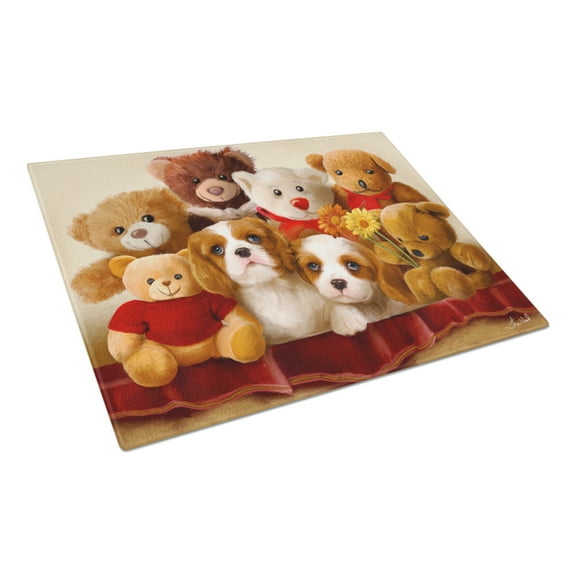 Caroline's Treasures Cavalier Spaniel Friends Forever Glass Cutting Board Large