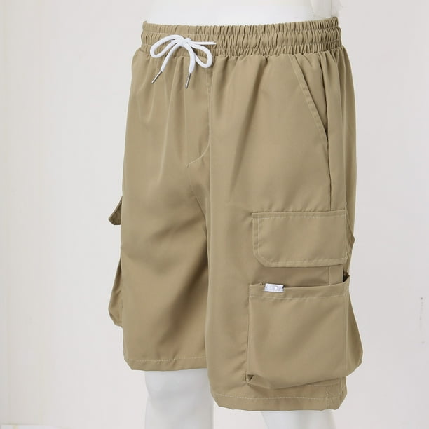 PMUYBHF Male Mens Cargo Shorts Size 44 with Stretch Waist Mens Summer Multi Pocket Cargo Shorts Sports Casual Pants Pants
