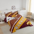 thumbnail image 3 of YST Football City Full Bed Comforter Set American Football Bedding Birthday Gifts for Men Kids Sports Football Fans Comforter Set Geometry Striped Quilt 3Pcs,Brick-Red Yellow(Washington), 3 of 7
