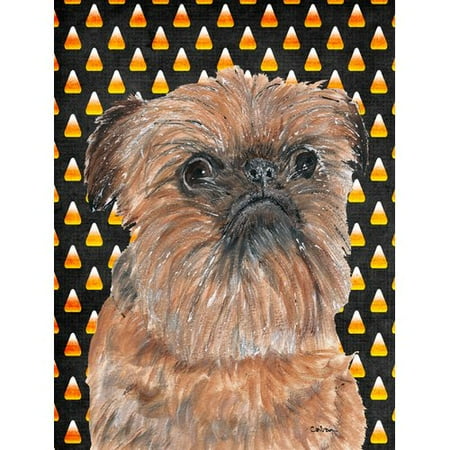 Caroline's Treasures Brussels Griffon Halloween Candy Corn 2-Sided Garden Flag