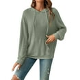 thumbnail image 2 of TEMOFON Fashion Tops Hoodies for Women Pullover Oversized Sweatshirts Long SLeeve Shirts Loose Fit Green L, 2 of 5