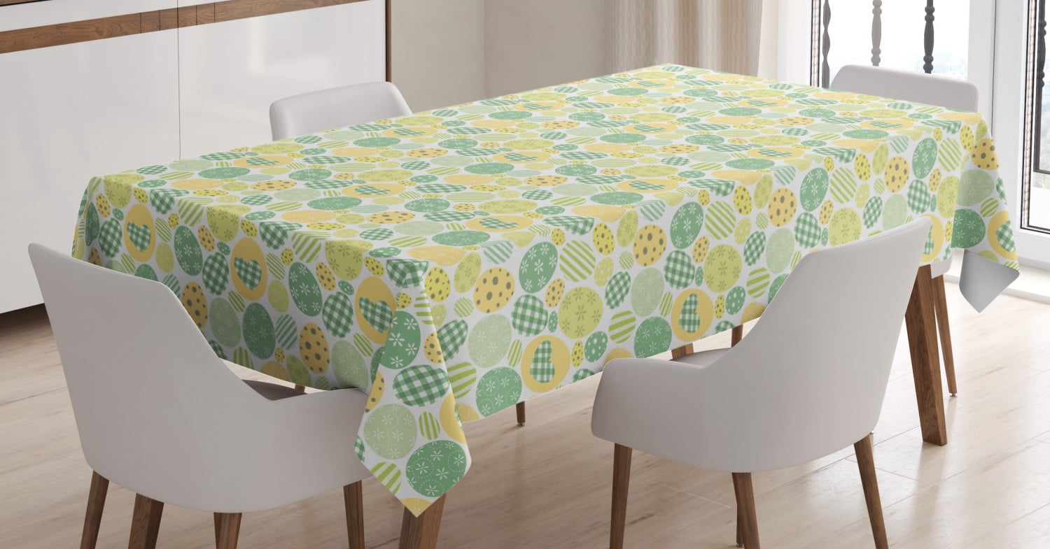 Easter Bunny Tablecloth, Illustration of Cute Pastel Tones Dyed Easter