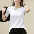 thumbnail image 6 of Tawop Women Shirts Womens T Shirts Short Sleeve Solid Loose Summer V Neck Pullover Tank Hooded White L, 6 of 7