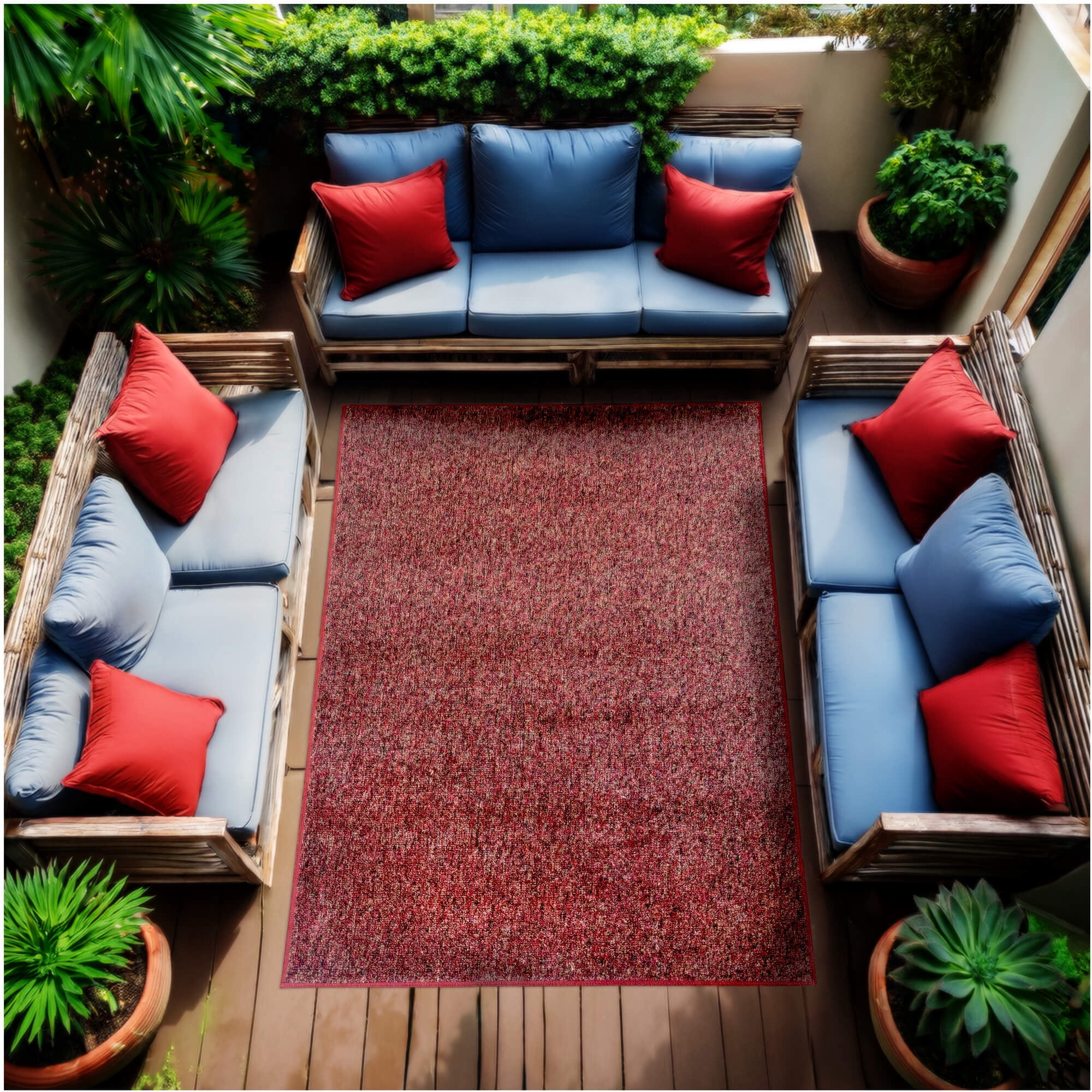 Koeckritz Rugs Premium 4'x4' Red Berry Indoor/Outdoor Turf Rug Ideal for Patios, Decks