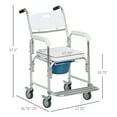 thumbnail image 3 of Olurrisa 330 lb Capacity Shower Commode Wheelchair - Aluminum Waterproof with Padded Seat & Foldable Footrest for Elderly/Bariatric Care, 3 of 9