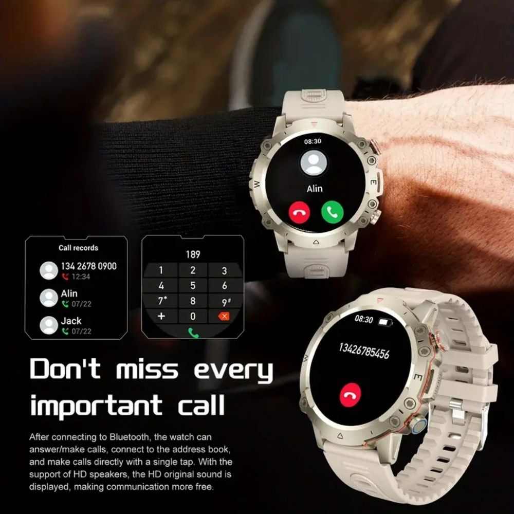 Smart Watch for Men Women, 1.53" Rugged Fitness Tracker for Android iPhone (Answer/Make Call), Black