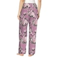 thumbnail image 3 of Uemuo Rose Flowers Pattern Women's Wide Leg Palazzo Lounge Pants with Pockets Light Weight Loose Comfy Casual Pajama Pants-Large, 3 of 9