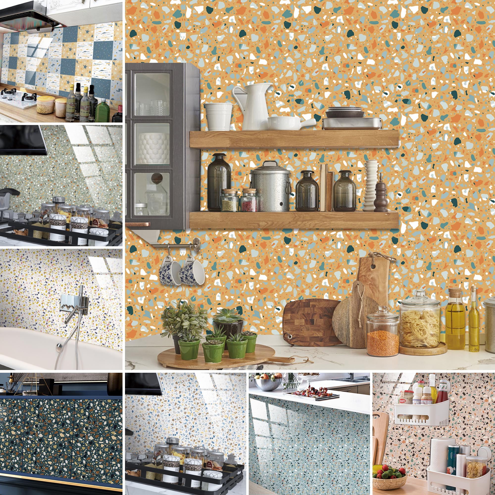 3D Mosaic Sticker Kitchen Tile Stickers Bathroom Self-adhesive Wall Decor Home