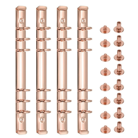 6 Holes Ring Binder, A5 Notebook 20mm Binder Mechanisms, Rose Gold, 4 Set