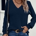 thumbnail image 6 of Lmnyox Business Casual Tops for Women Long Sleeve V Neck Work Shirts Dressy Ribbed Knit Solid Blouses, 6 of 8