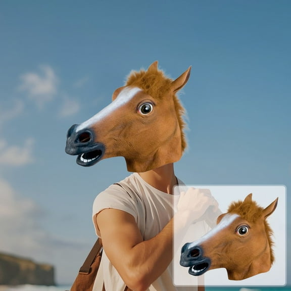Horse Mask Party Dress Up Horse Head masks for adults Men Masquerade Horse Head Mask for Adult, Brown Horse Head Latex Animal Mask, Novelty Halloween Costume for Masquerade Party