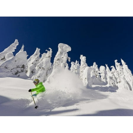 Skiing Untracked Powder on a Sunny Day at Whitefish Mountain Resort, Montana, Usa Print Wall Art By Chuck