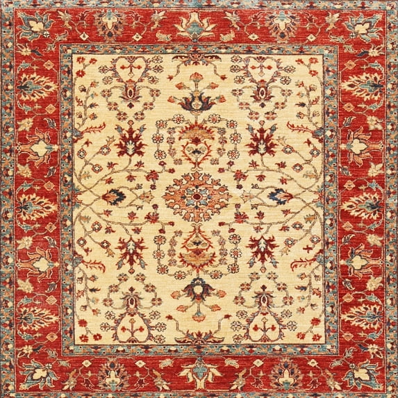 Ahgly Company Machine Washable Indoor Square Traditional Lava Red Area Rugs, 5' Square
