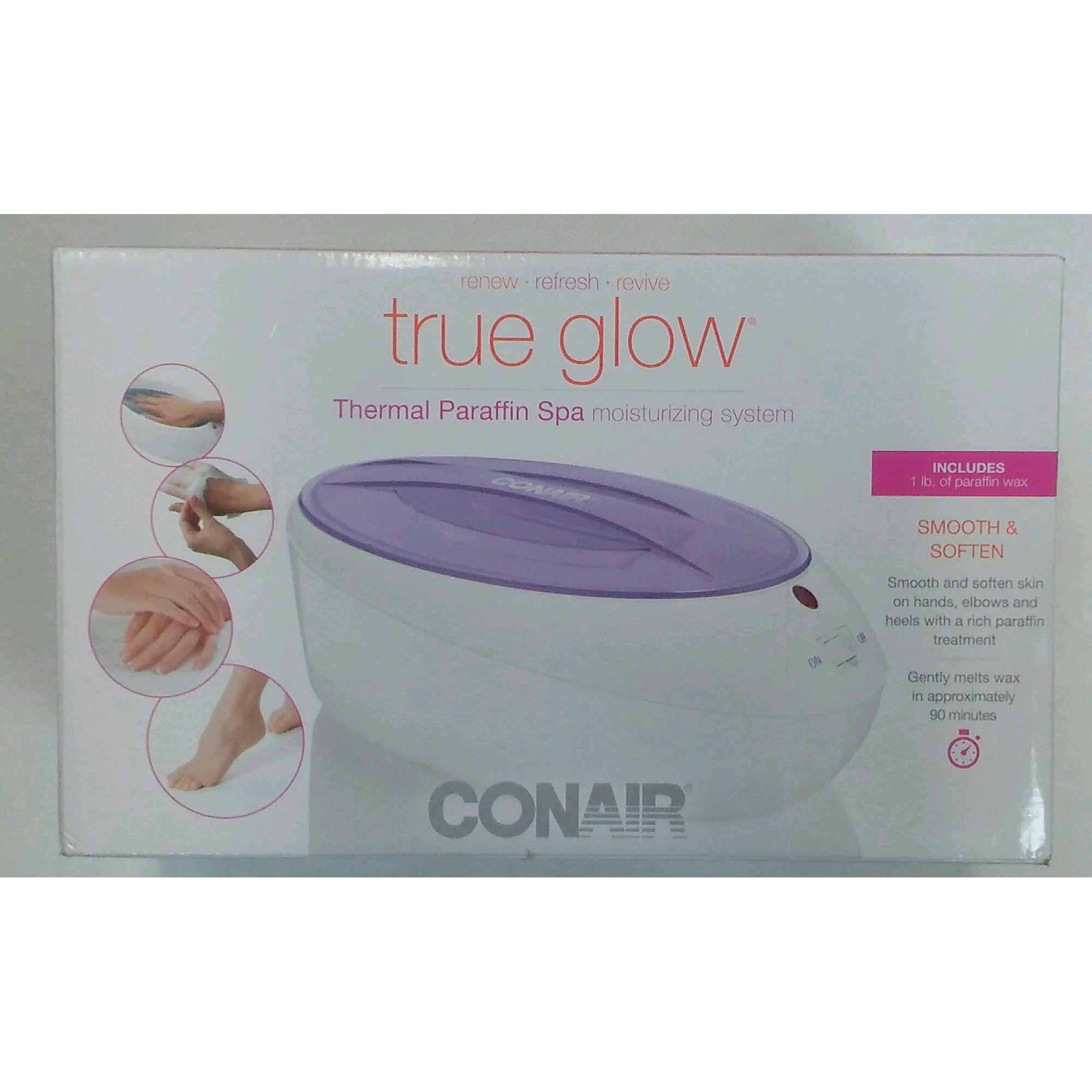 Conair True Glow Thermal Paraffin Spa Moisturizing Wax Treatment, Includes 1 lb Paraffin Wax, Purple PB8NPRF