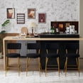 thumbnail image 3 of Modern Bar Stools Set of 4, 25 inch Upholstered Counter Height Bar Stools with Back, Gold Metal Legs Bar Chairs for Kitchen Island, Teddy Fabric Barstools, Sillas Para Barra de Cocina (Black, 4Pcs), 3 of 12