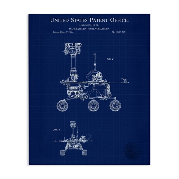 Stupell Industries Mars Exploration Blueprint Transportation Painting Gallery Wrapped Canvas Art Print Wall Art, 16 x 20
